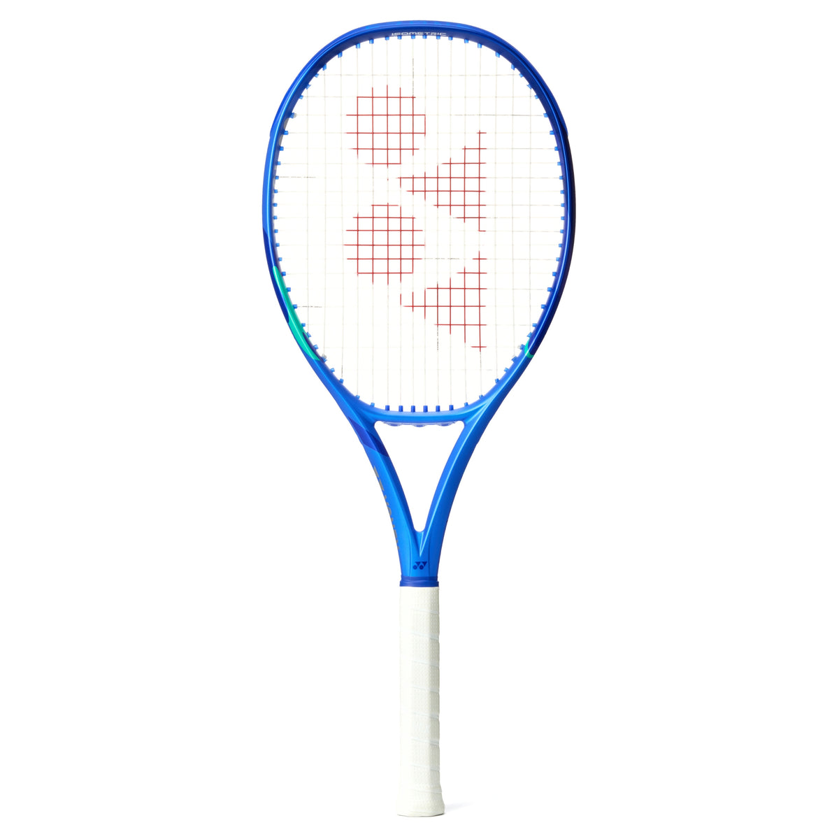 Yonex Tennis racket with blue frame and white handle on a white background