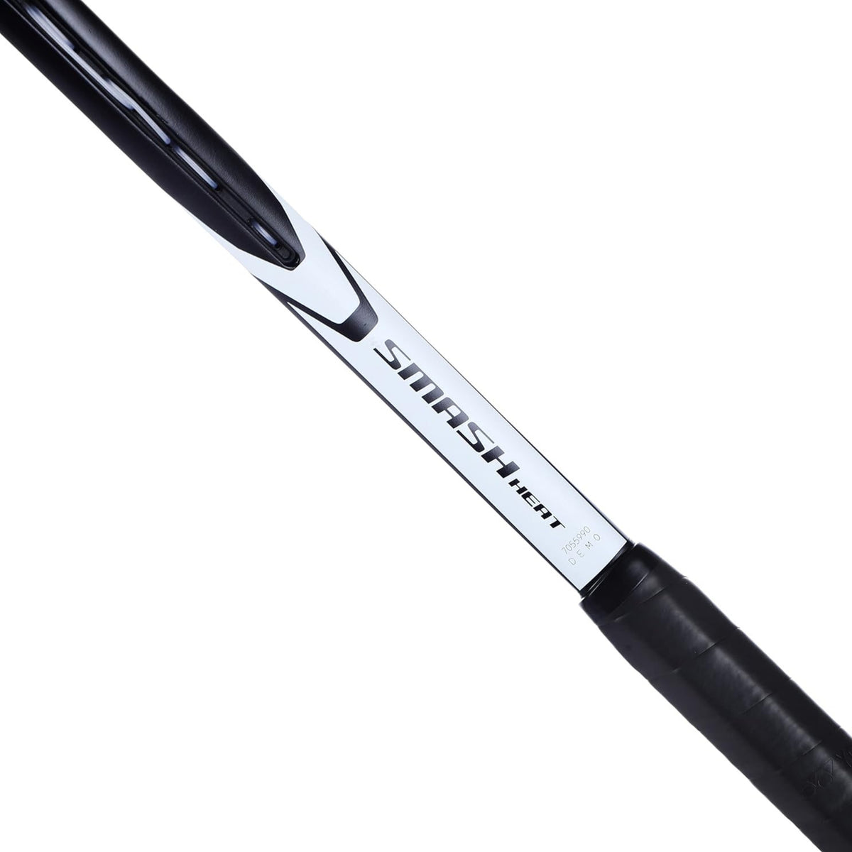 Close-up of a golf club shaft with 'Squid Game' branding on a white background