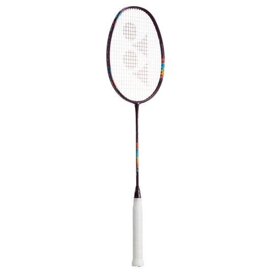 Badminton racket with a white handle on a white background