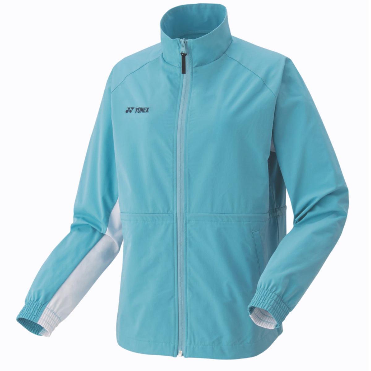 Light blue jacket with a brand logo on a white background