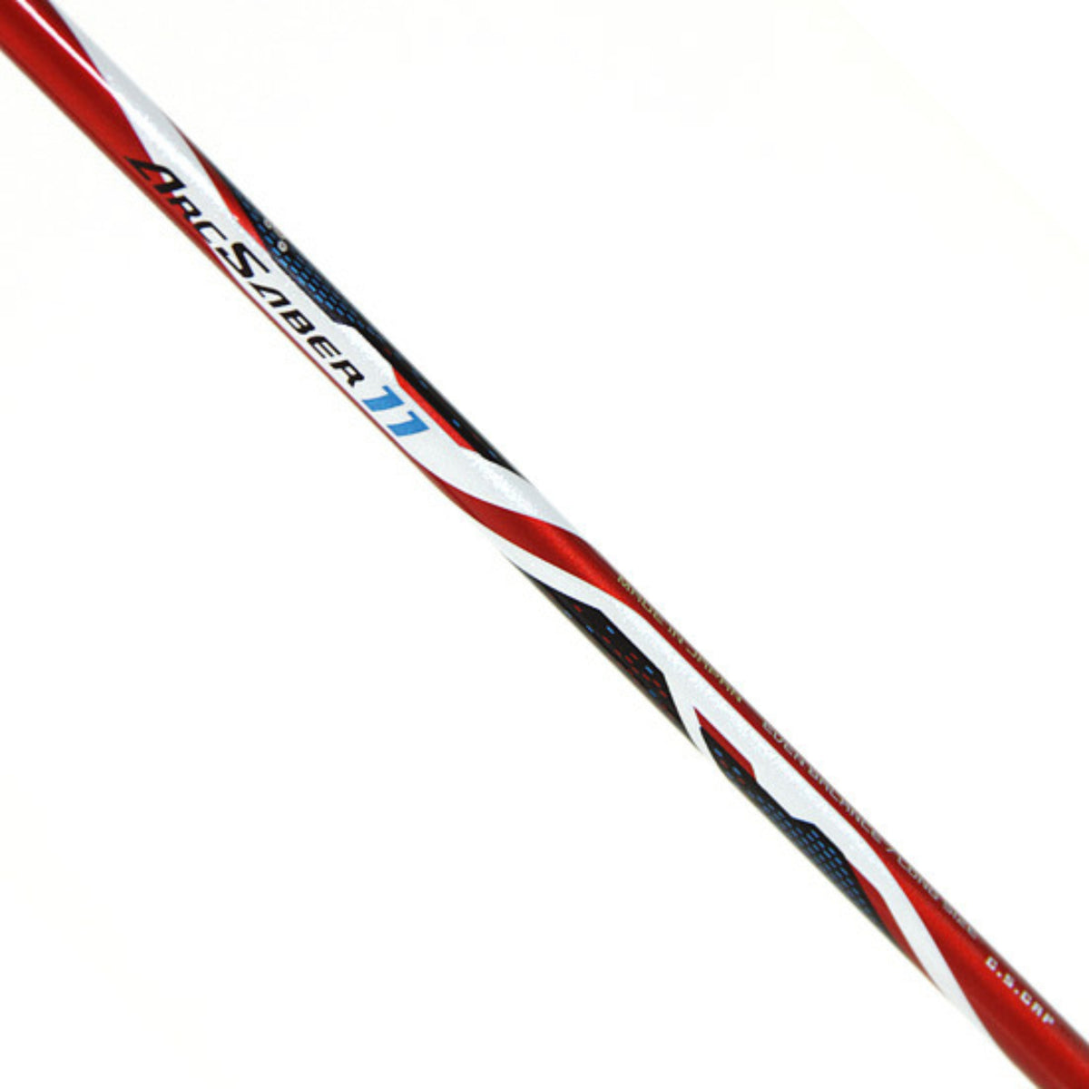 Golf club shaft with 'ArcSaber11' branding on a white background