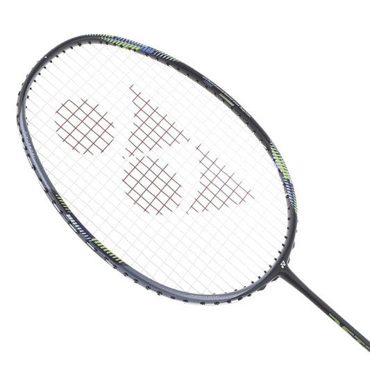 Badminton racket with brand logo on a white background