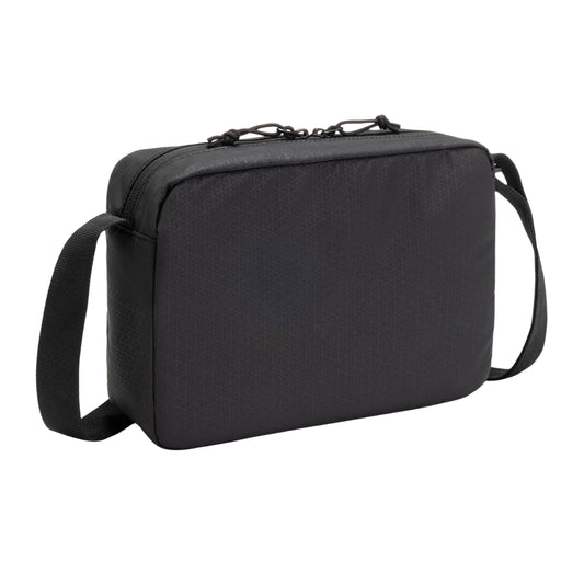 Black shoulder bag on a white background