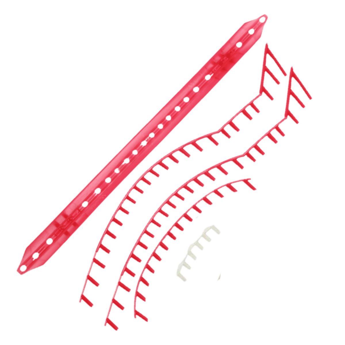 Red Yonex grommets on a white background