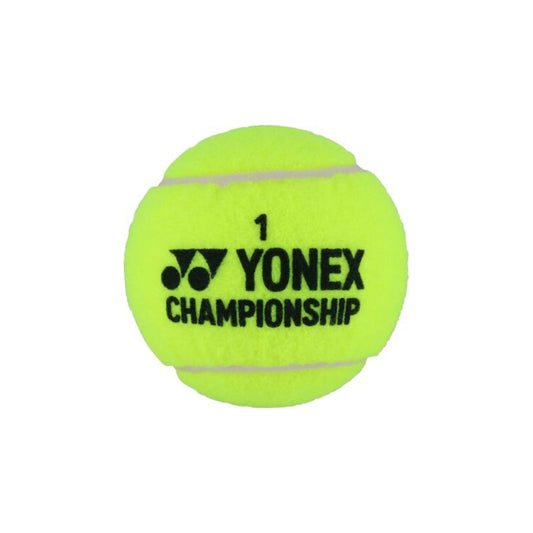 Yellow tennis ball with Yonex branding on a white background