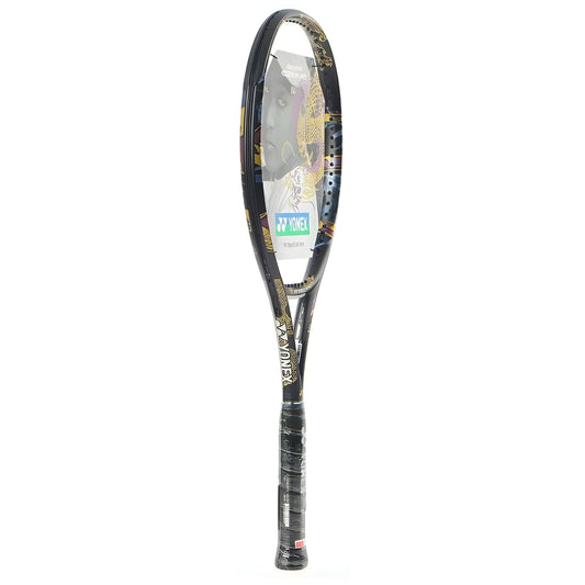 Yonex tennis racket with a colorful design on a white background