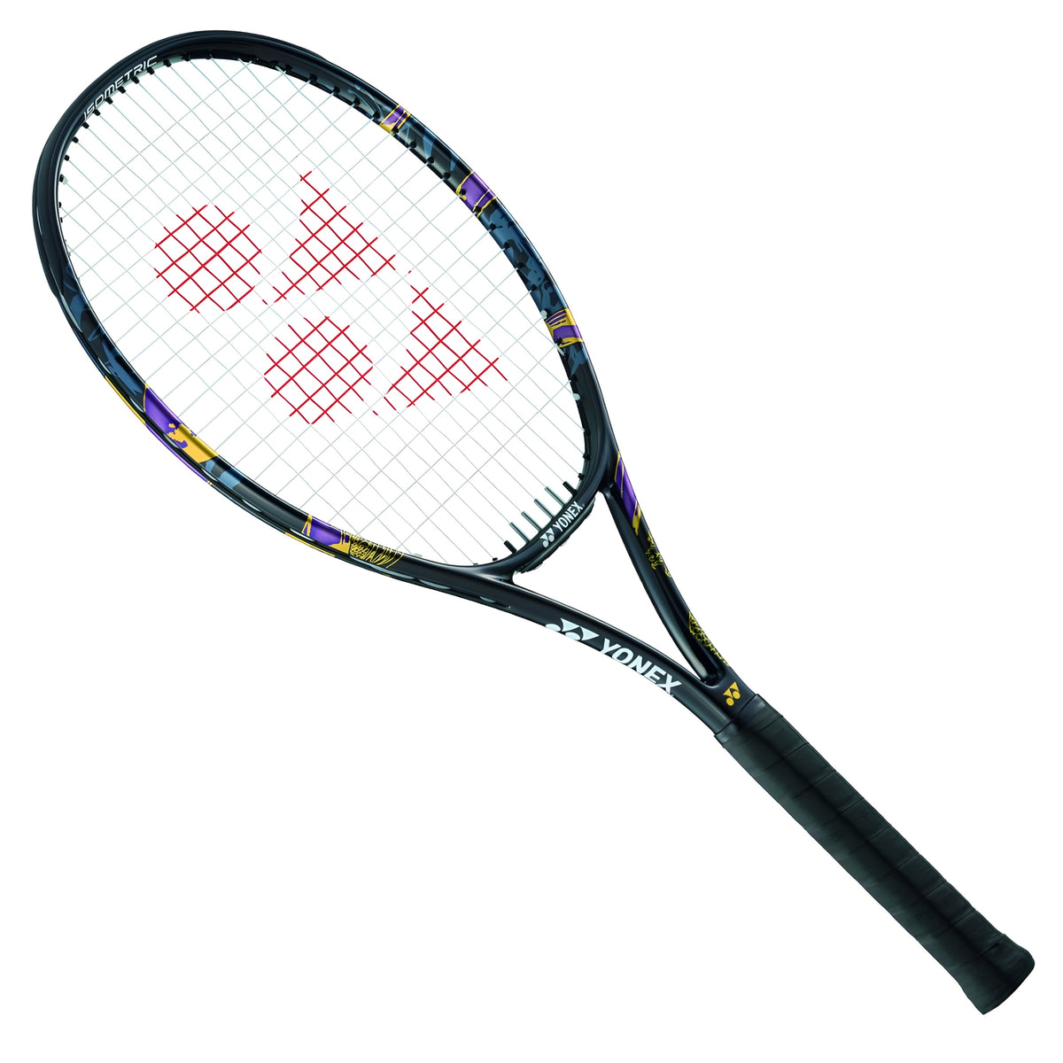 Yonex tennis racket with a colorful design on a white background