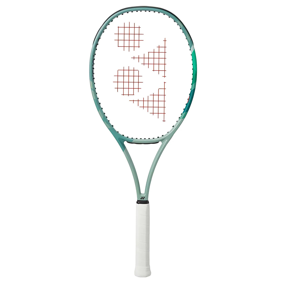 Yonex Tennis racket with a white and green design on a white background