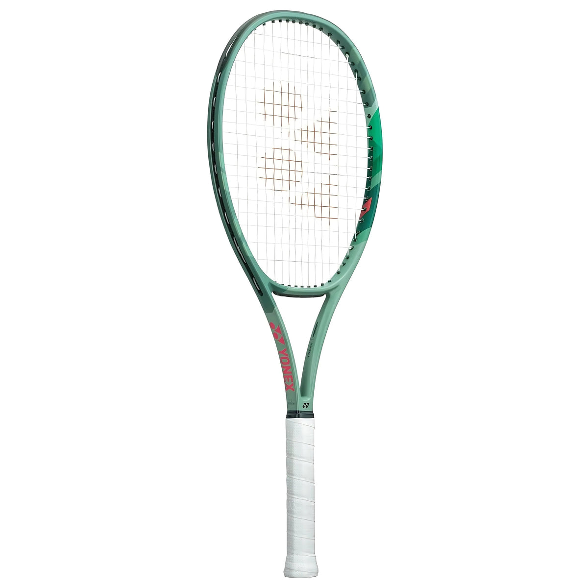 Yonex Tennis racket with a white and green design on a white background