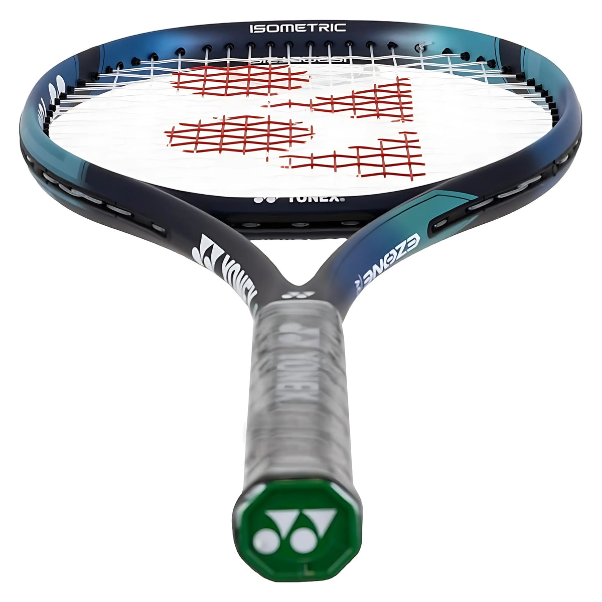 Tennis racket with brand logo on a white background