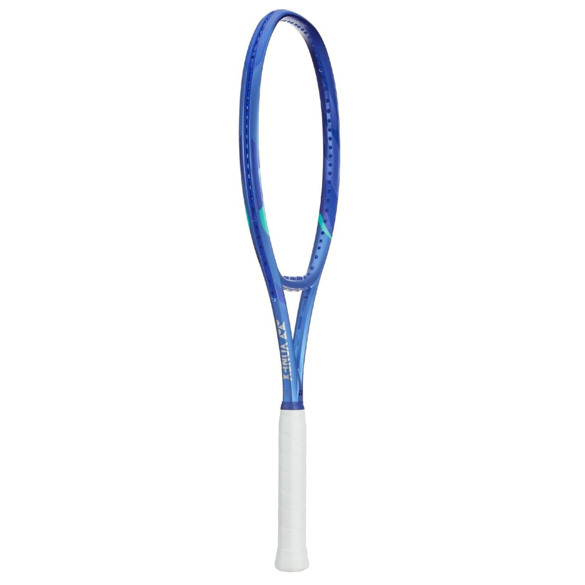 Yonex Tennis racket with blue frame and white handle on a white background