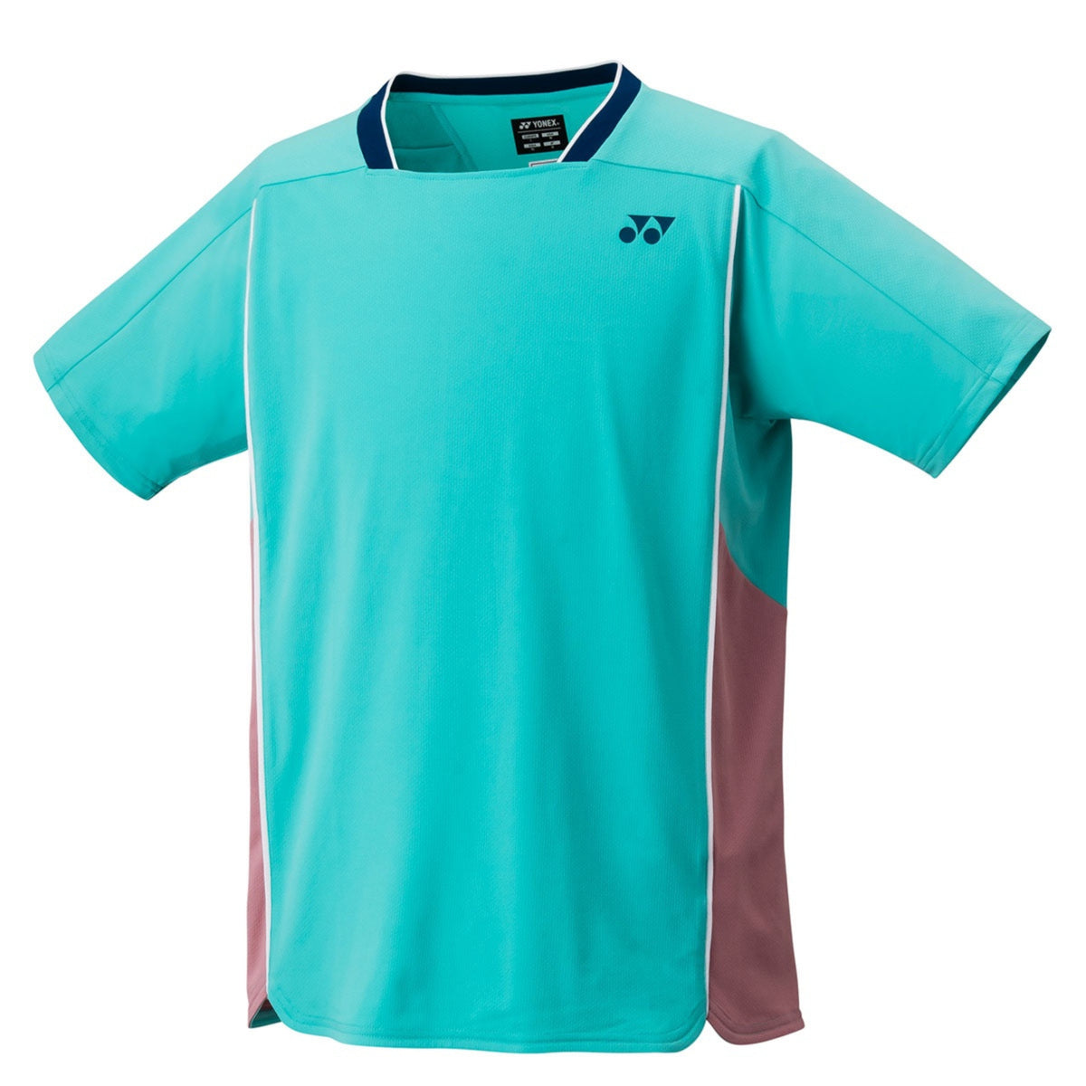 Turquoise shirt with a logo on a white background