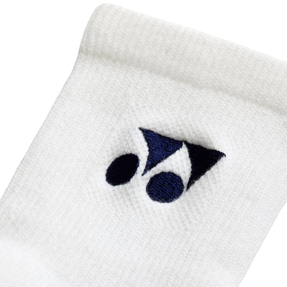 White sock with a black logo on a white background