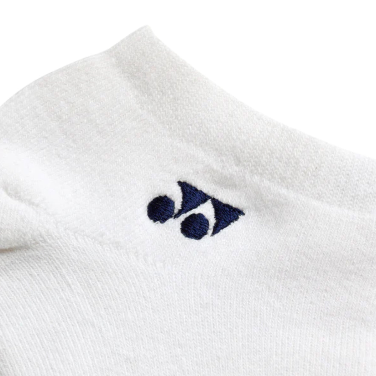 White sock with a blue logo on a white background