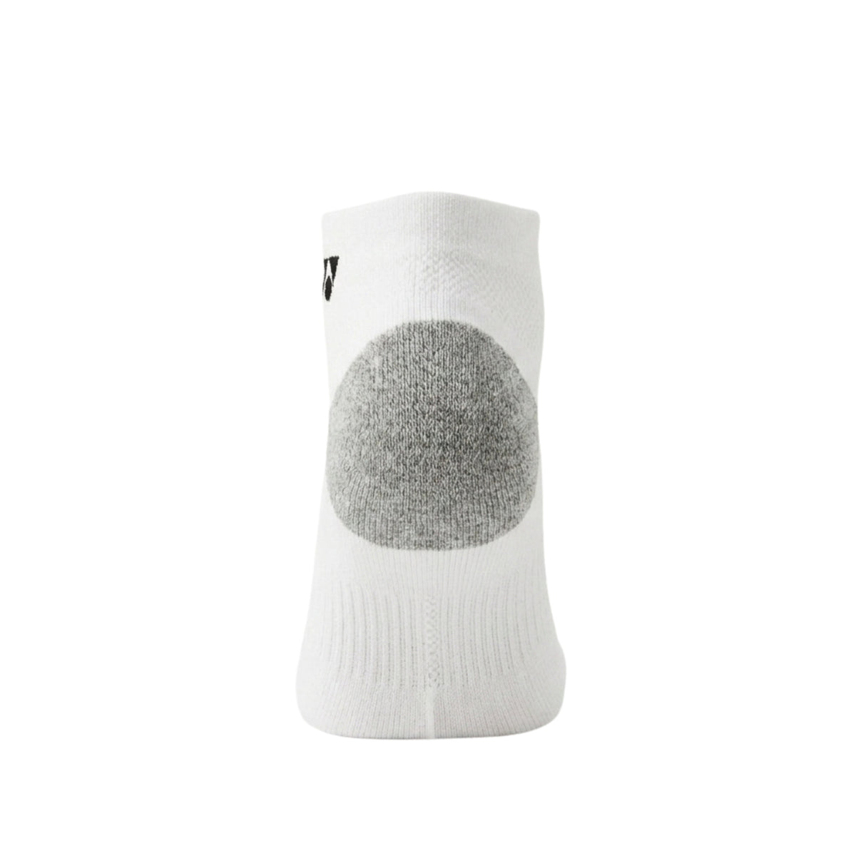 White ankle sock with gray heel on a white background