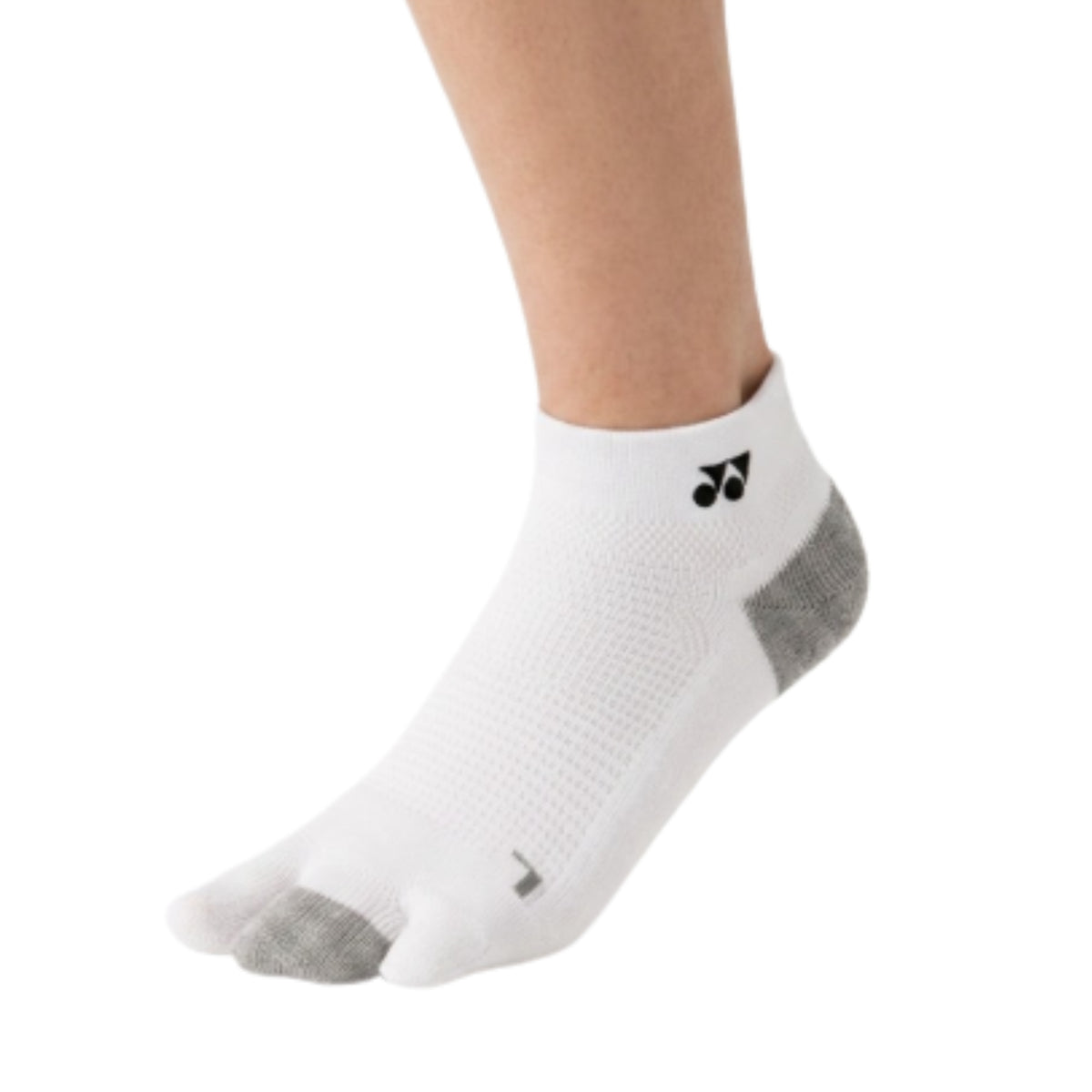 White athletic sock with a logo on a white background