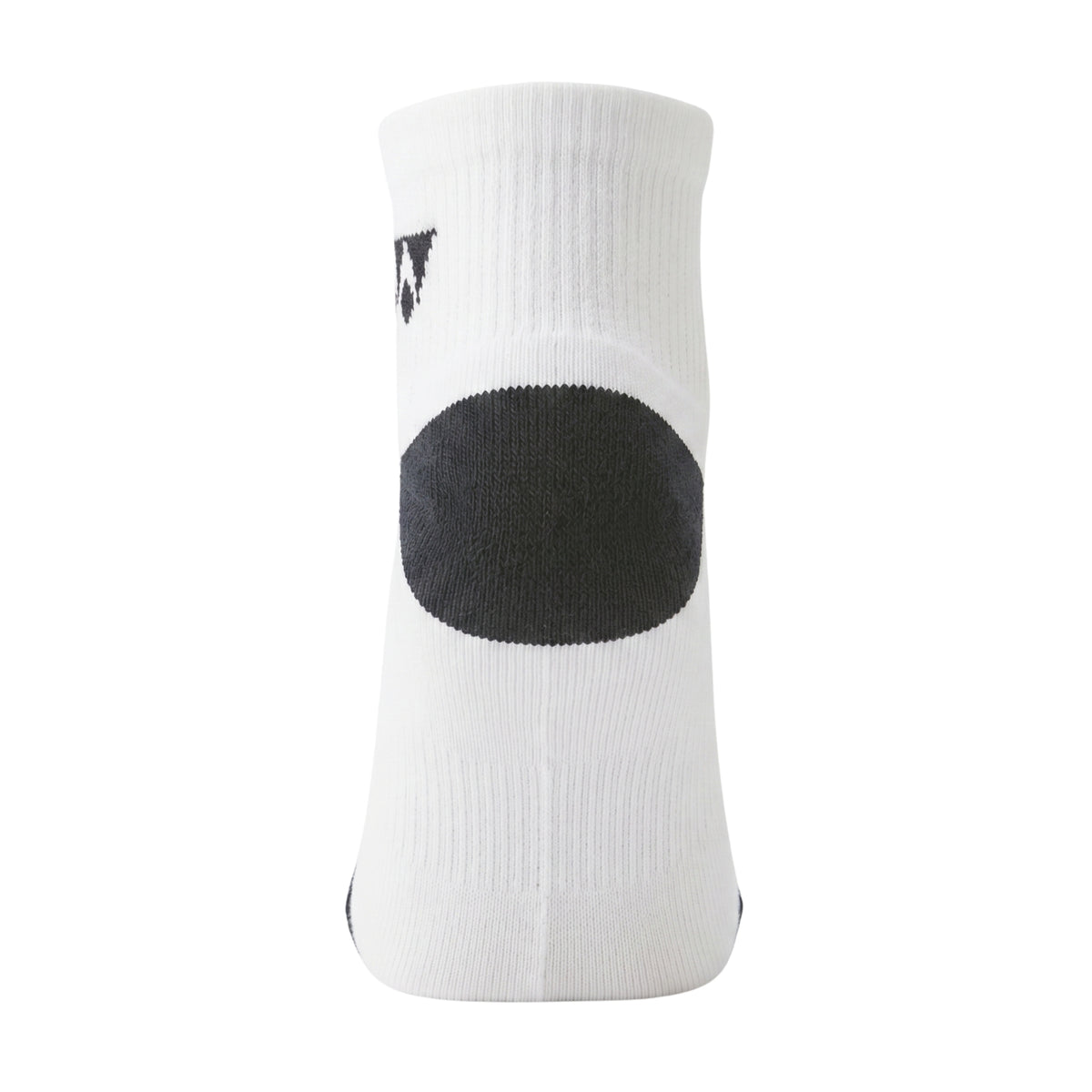 White ankle sock with black accents on a white background