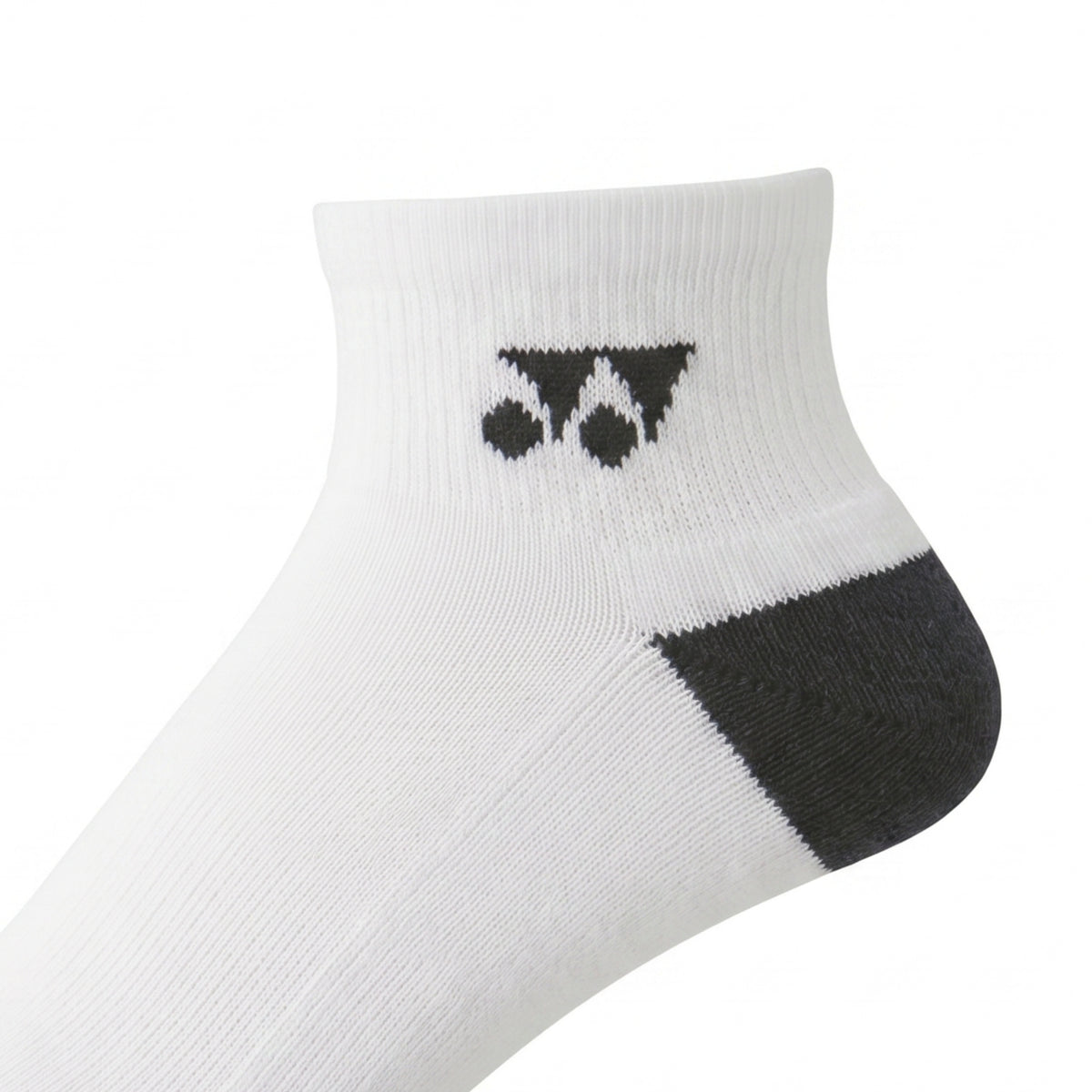 White sock with black logo on a white background
