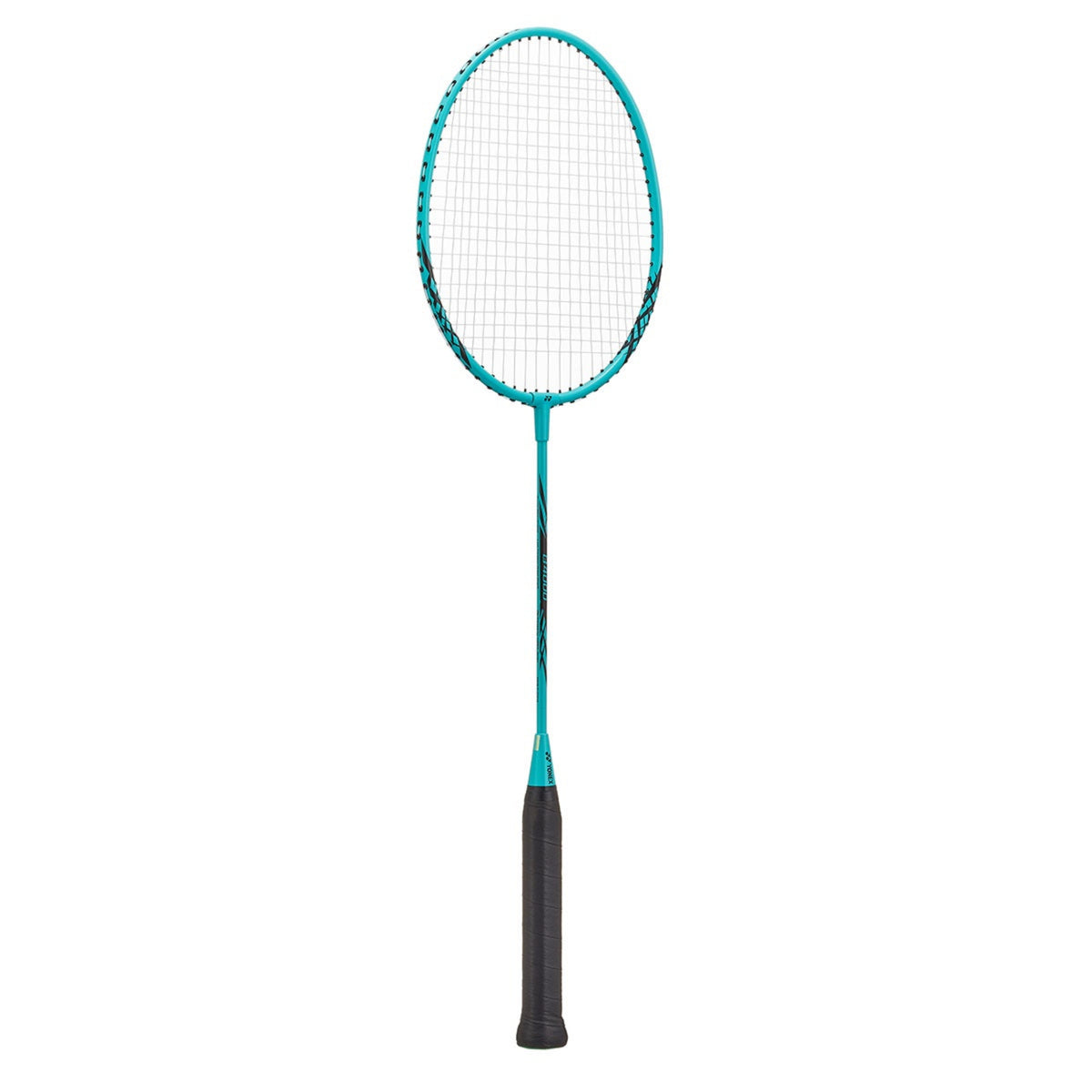Mint badminton racket on a white background