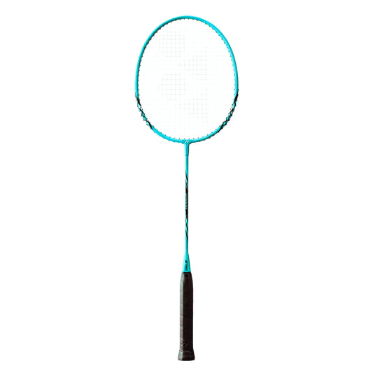 Mint badminton racket on a white background
