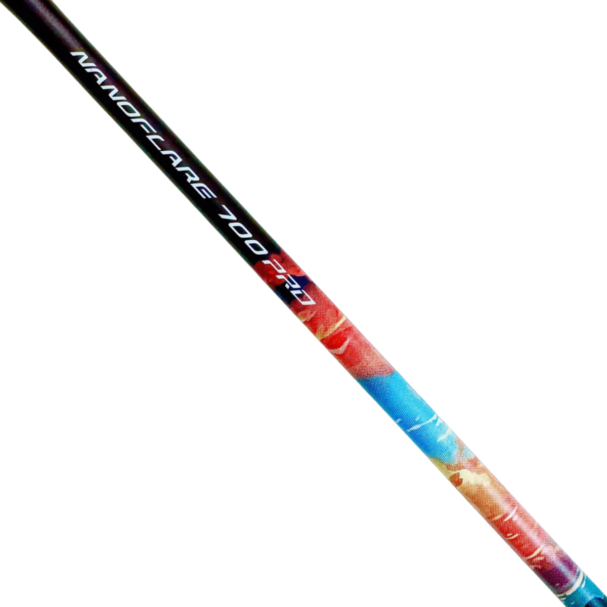Badminton racket handle with 'Nanoflare' branding on a white background