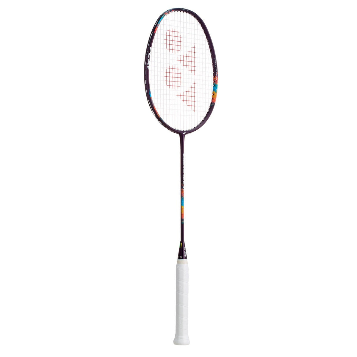 Badminton racket with a white handle on a white background