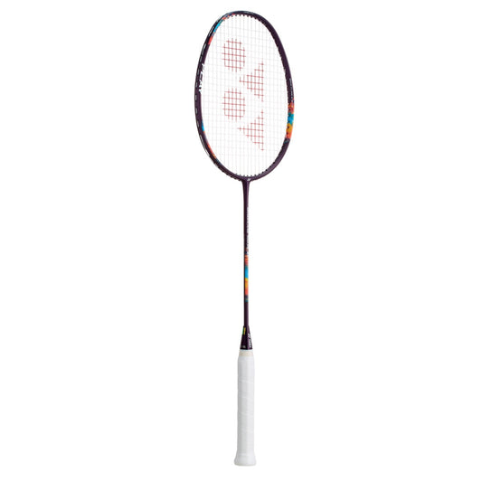 Badminton racket with a white handle on a white background