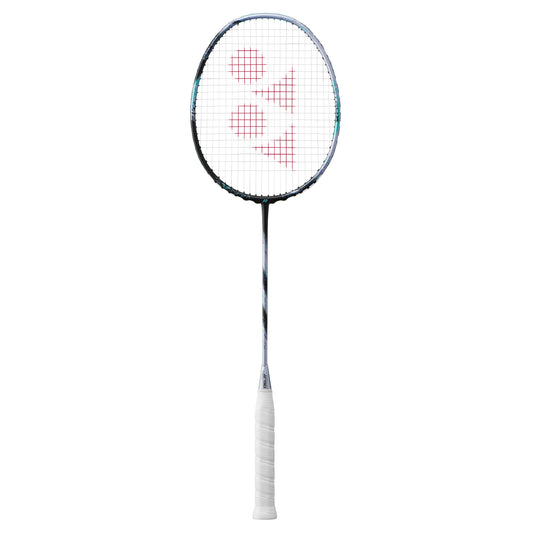 Badminton racket with a white handle on a white background