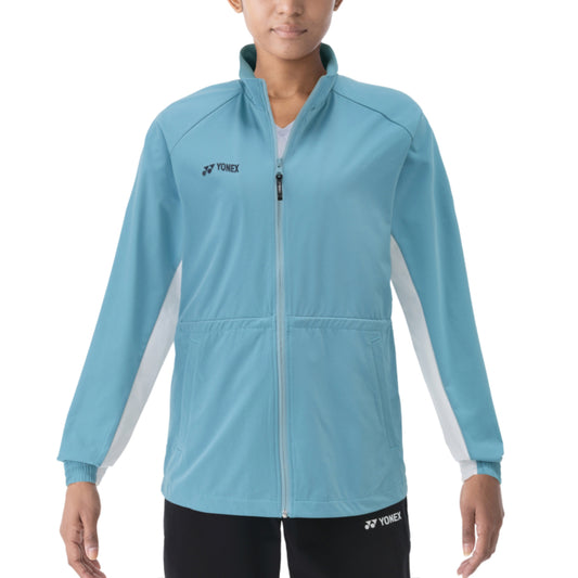 Light blue jacket with white sleeves on a white background