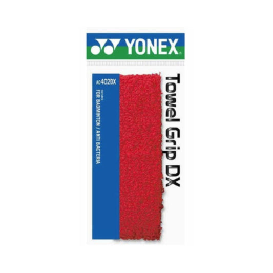 Yonex Towel Grip DX with red and blue design on a white background