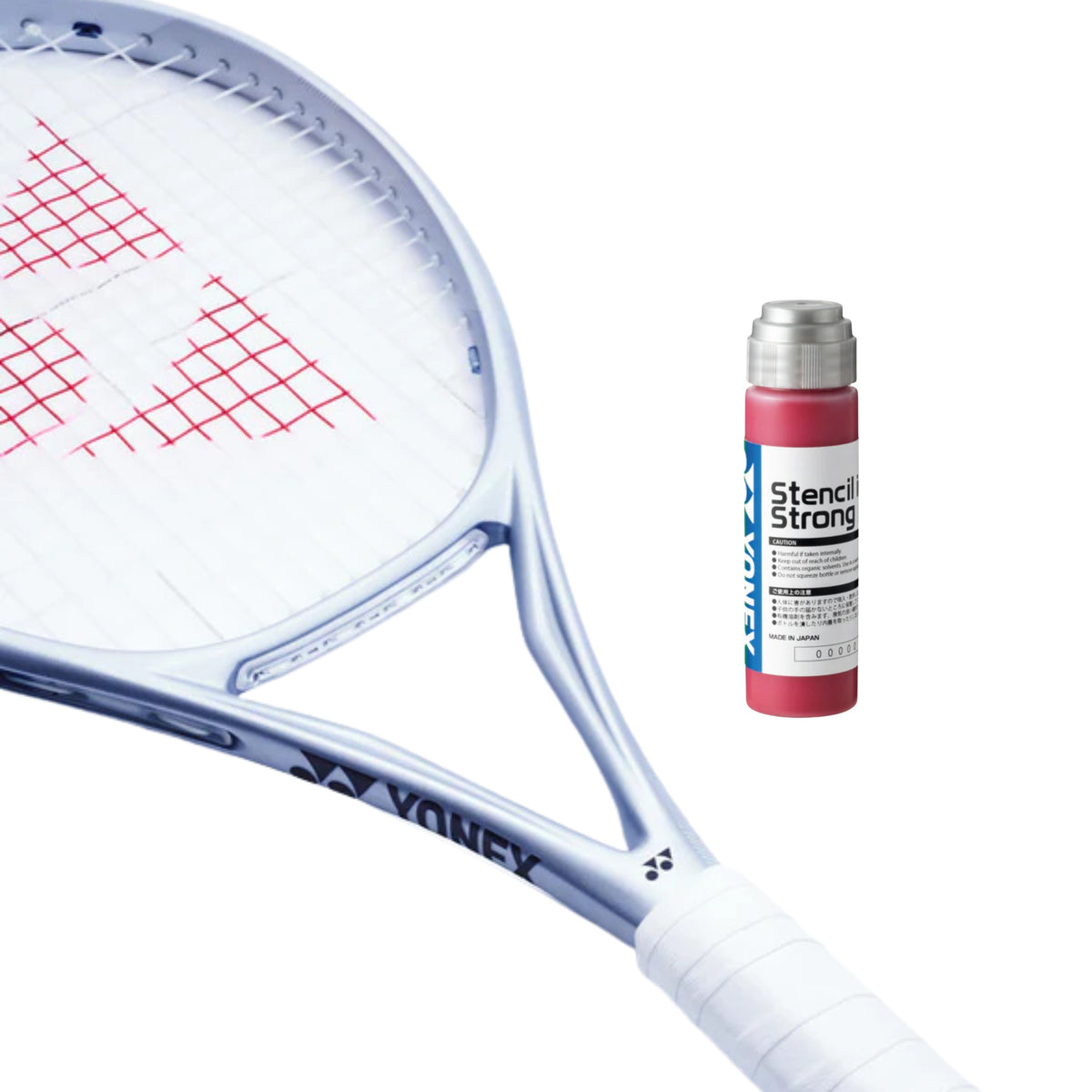 Yonex stencil ink on a tennis racket