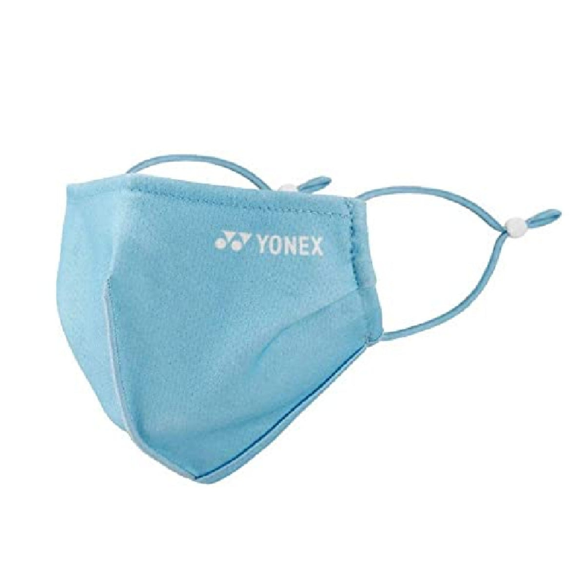 Light blue face mask with Yonex logo on a white background
