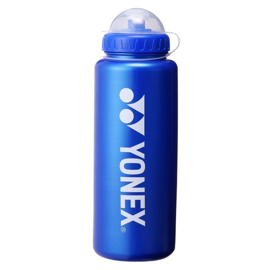 Blue water bottle with Yonex logo on a white background
