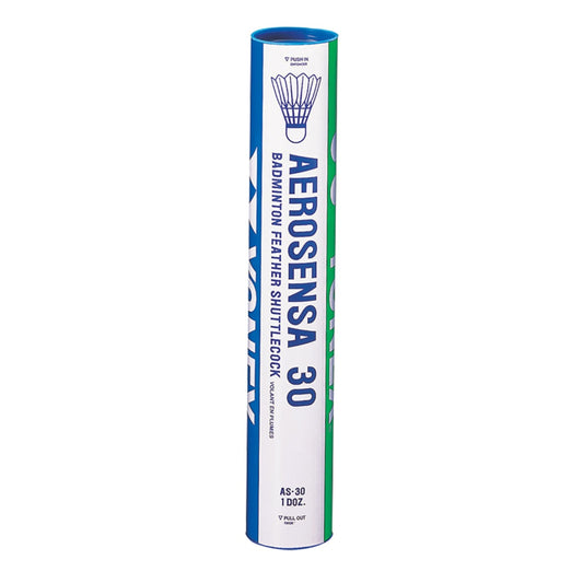 Aerosensa 30 badminton shuttlecocks packaging on a white background