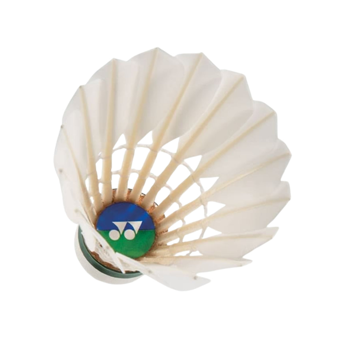 Badminton shuttlecock with Yonex logo on a white background