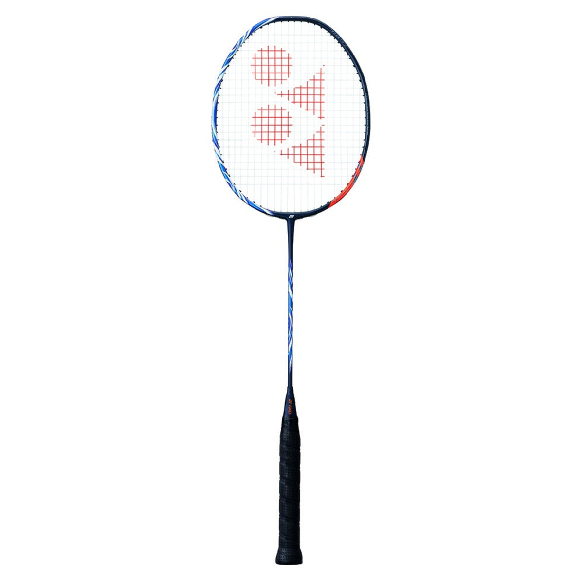 Badminton racket with a brand logo on a white background