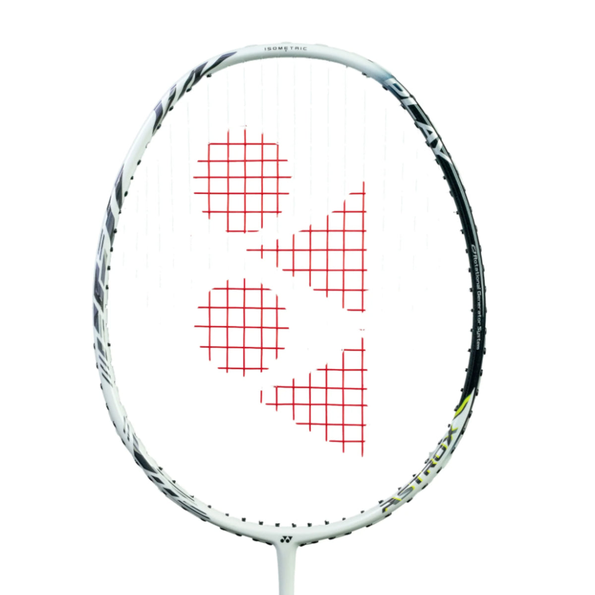 Badminton racket with red Yonex logo on a white background