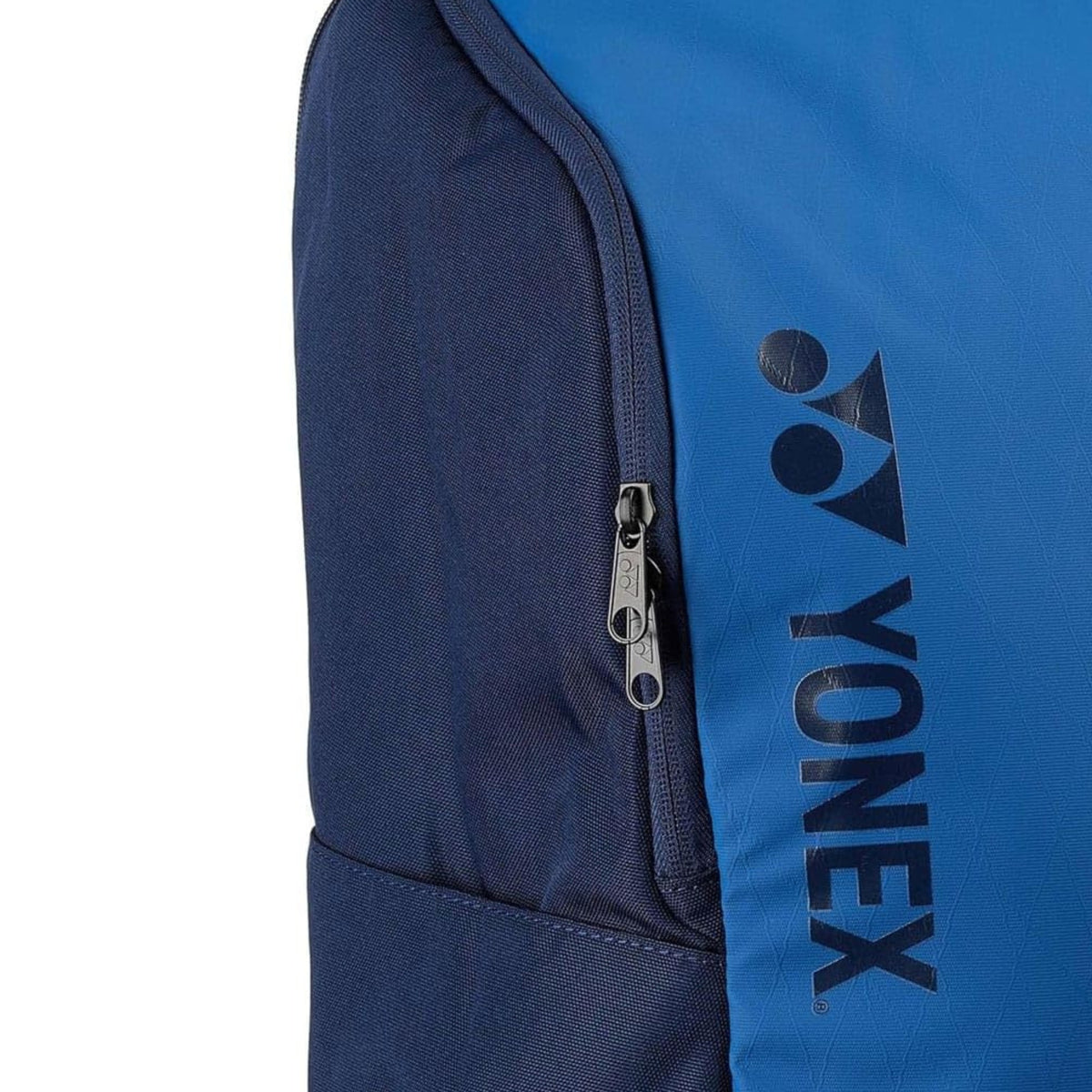 Blue and navy backpack with Yonex logo on a white background