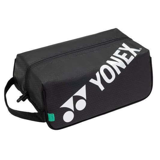 Black Yonex shoe bag with logo on a white background