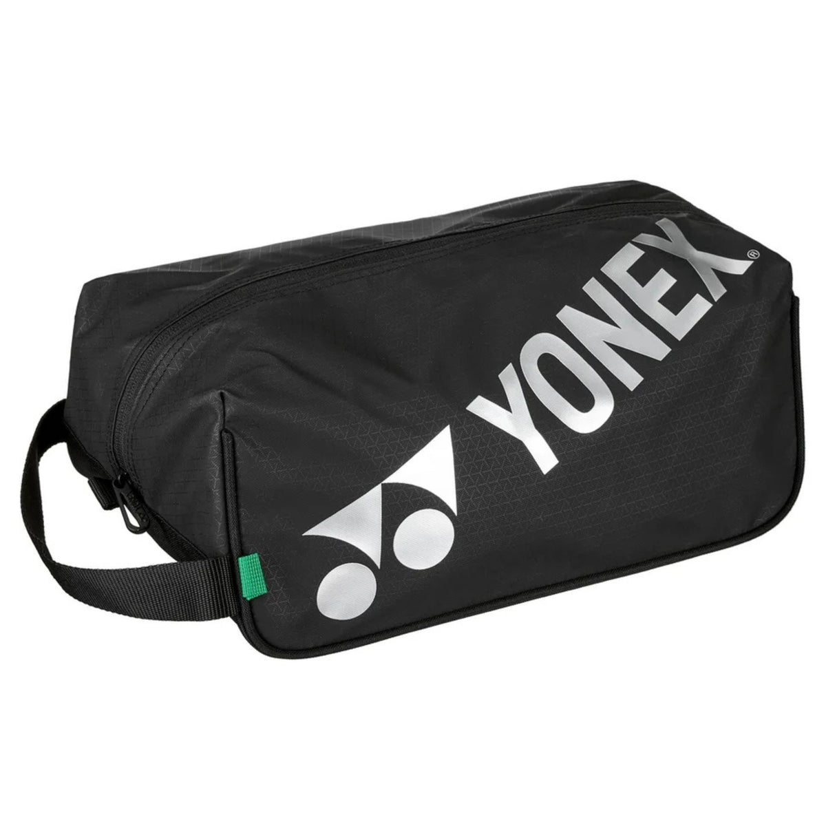 Black Yonex shoe bag with logo on a white background