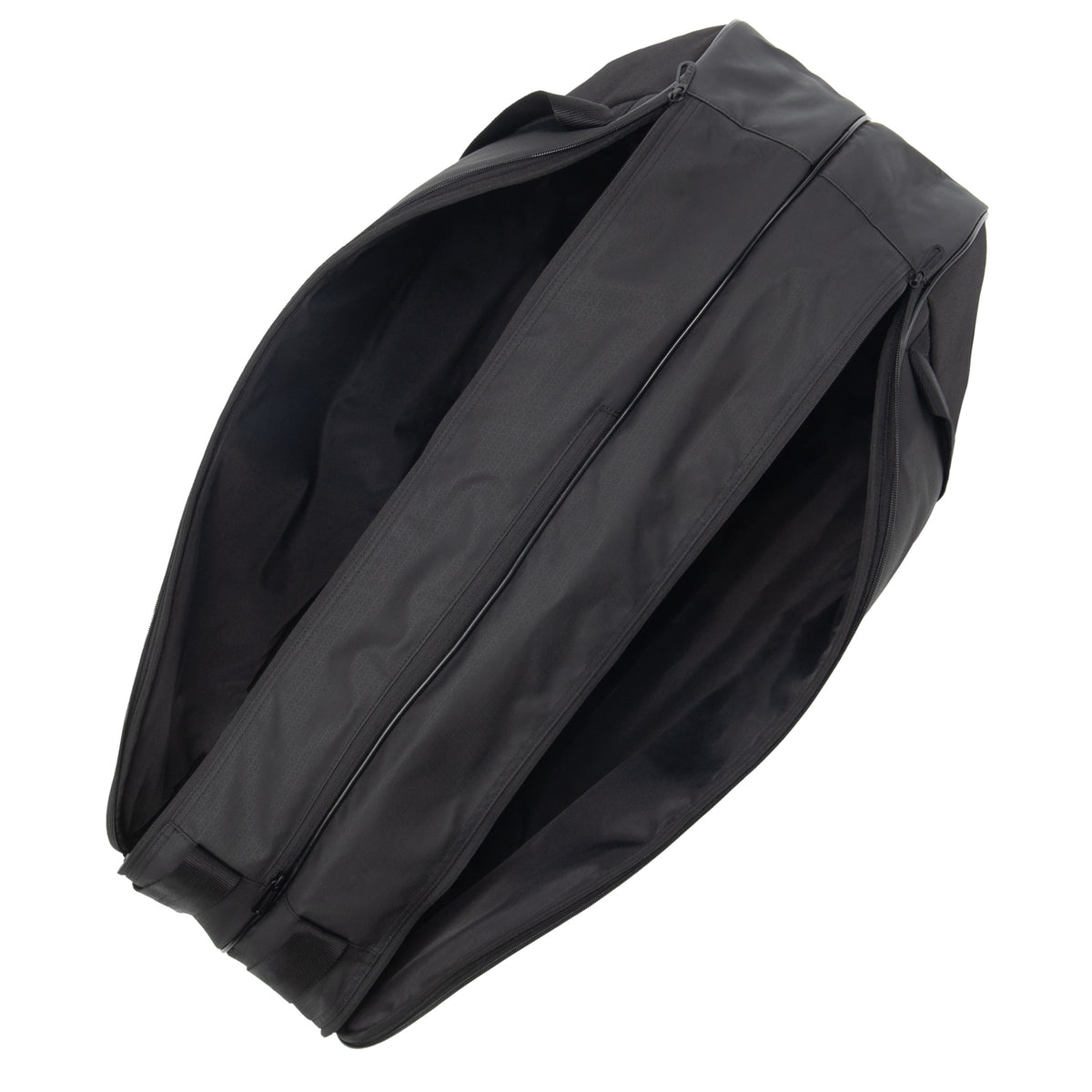 Black tennis bag on a white background