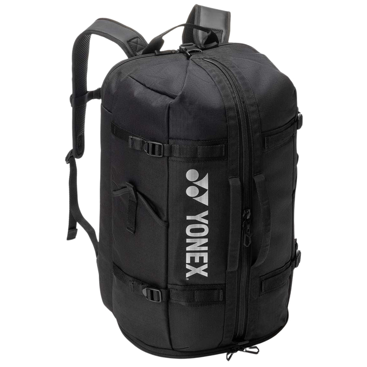 Black backpack with Yonex logo on a white background