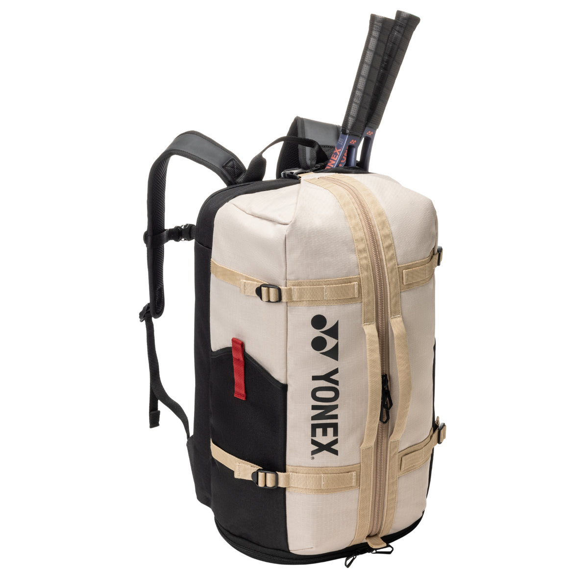 Yonex backpack with tennis rackets on a white background