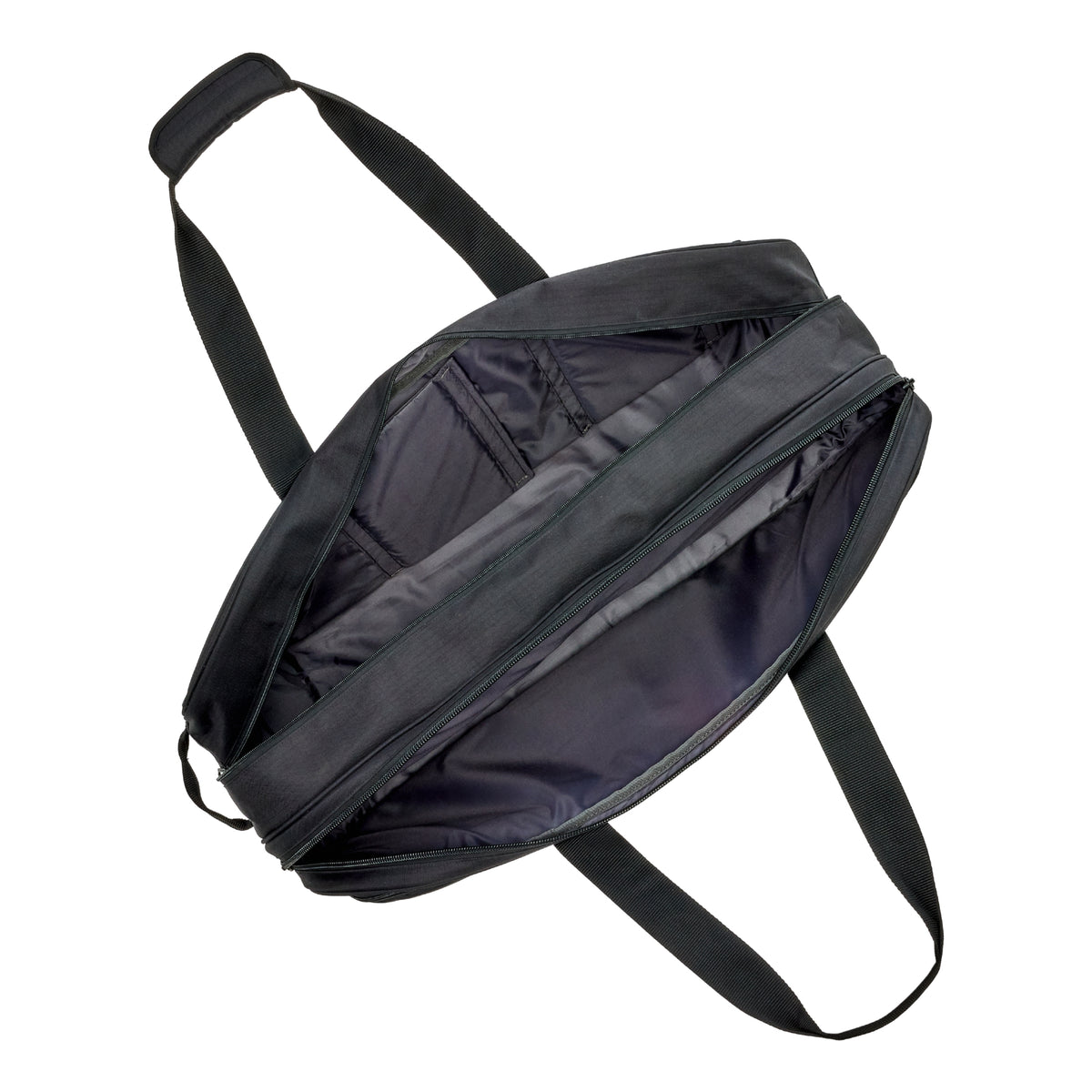 Black baG with straps on a white background