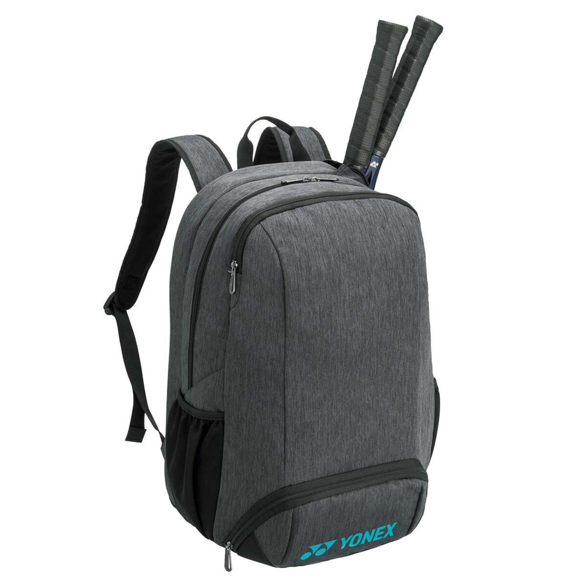 Gray backpack with Yonex branding on a white background