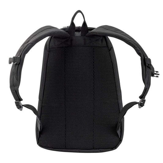 Black backpack on a white background