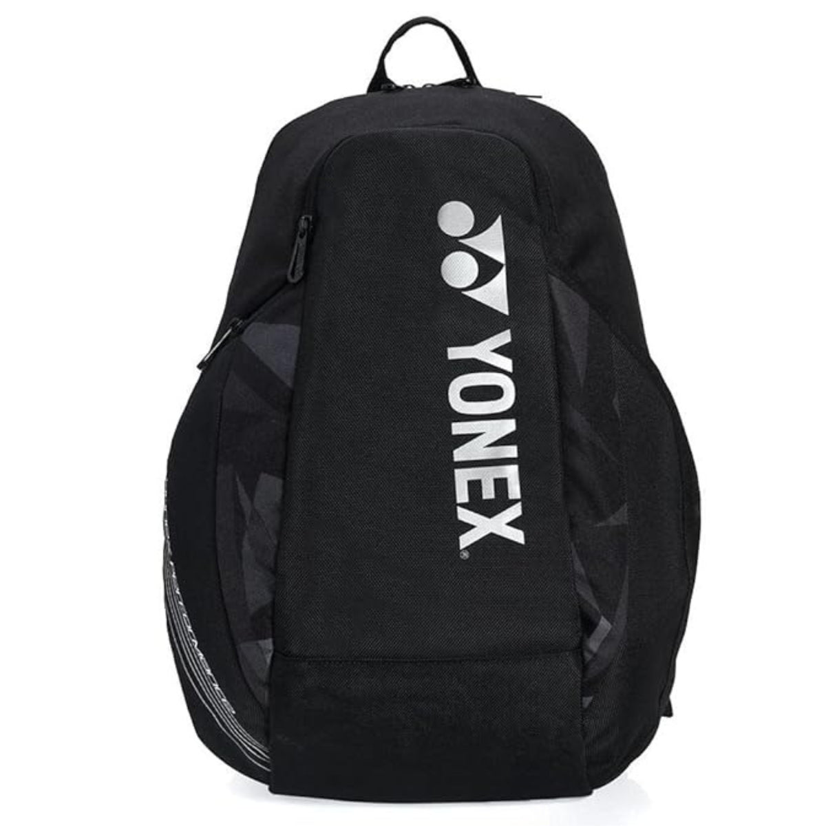 Black backpack with Yonex logo on a white background