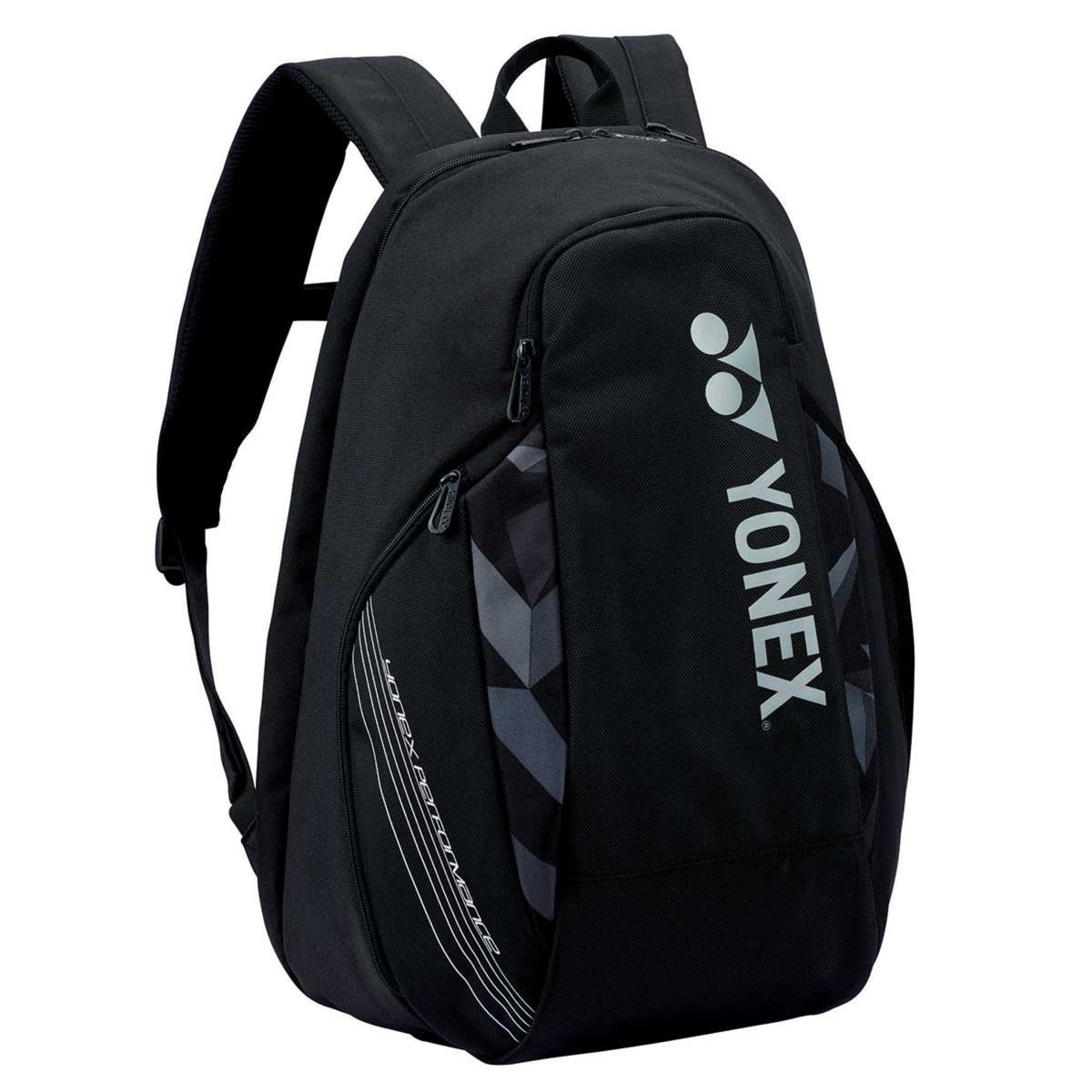 Black backpack with Yonex logo on a white background