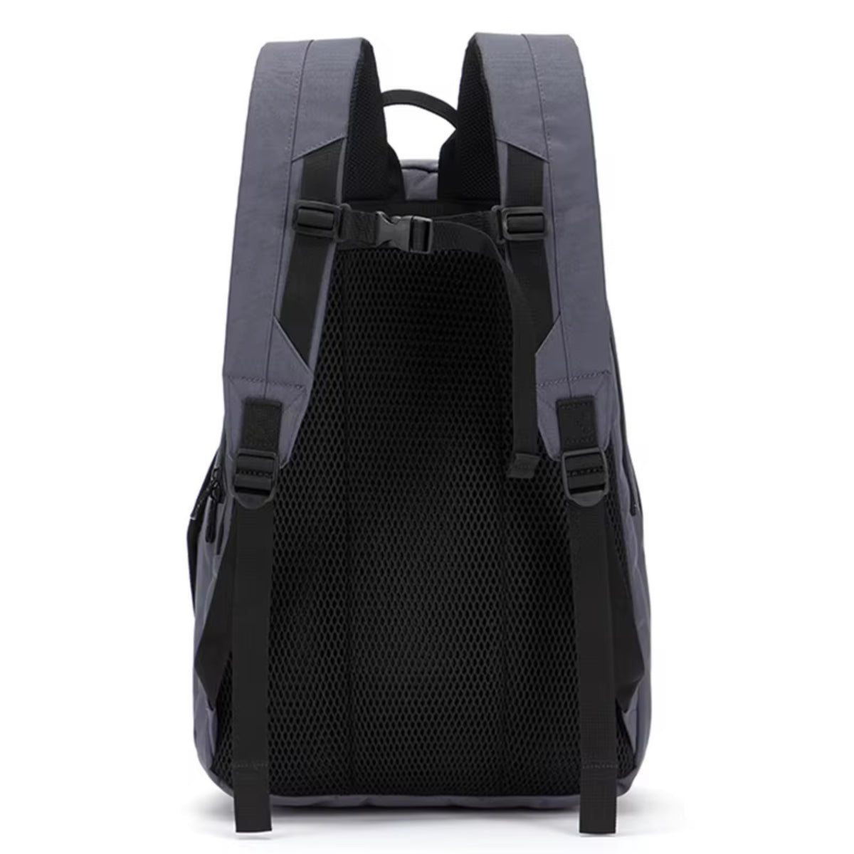 Backpack with black mesh back panel on a white background