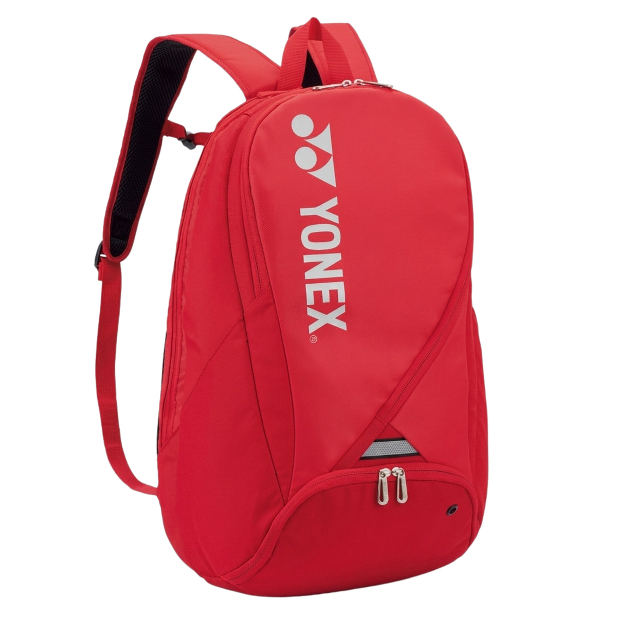 Red backpack with Yonex logo on a white background